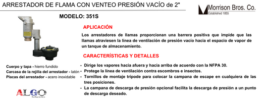 Ficha de producto - Arrestador de flama 351s Morrison