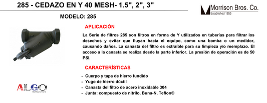 Ficha de producto - cedazo en y morrison