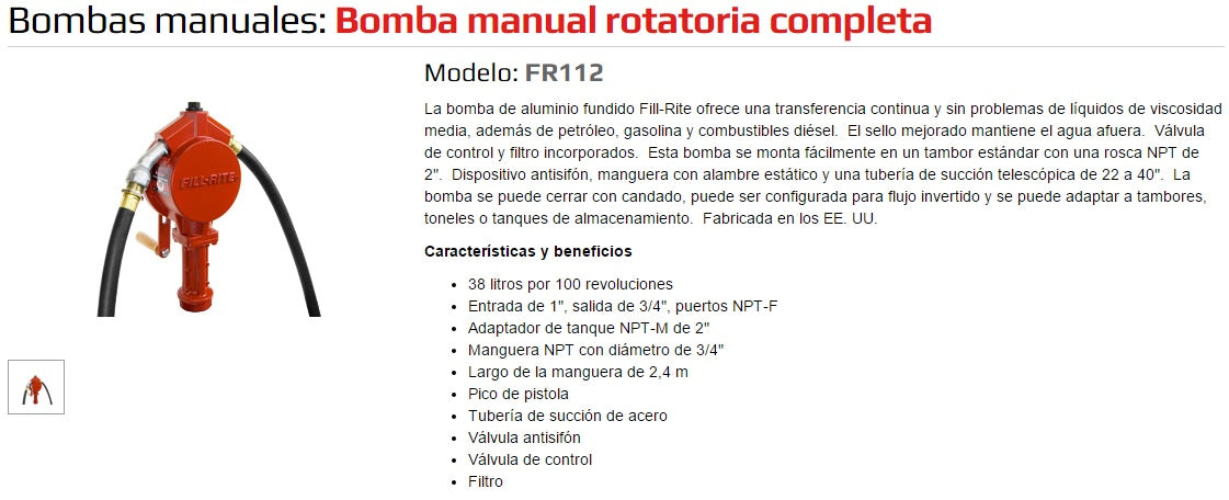 Ficha de producto Bomba- FR112